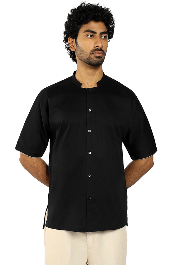 Kaftan sleeve Cotton Qurta shirt with piping at sleeve edge