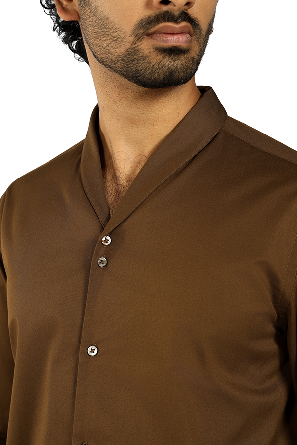 Cotton full sleeve Qurta Shirt with shawl collar