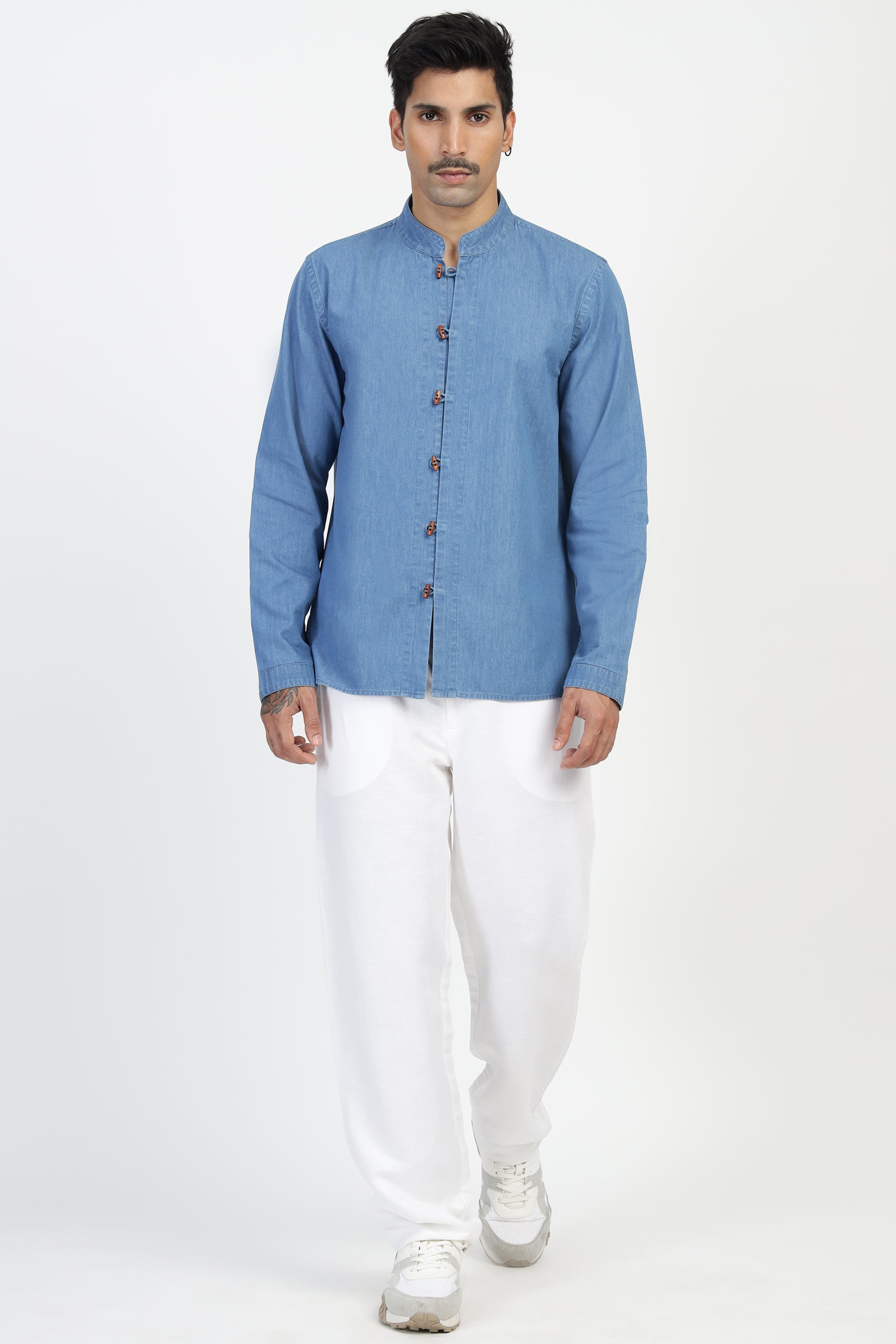 Denim Qurta Shirt with Toggle Buttons