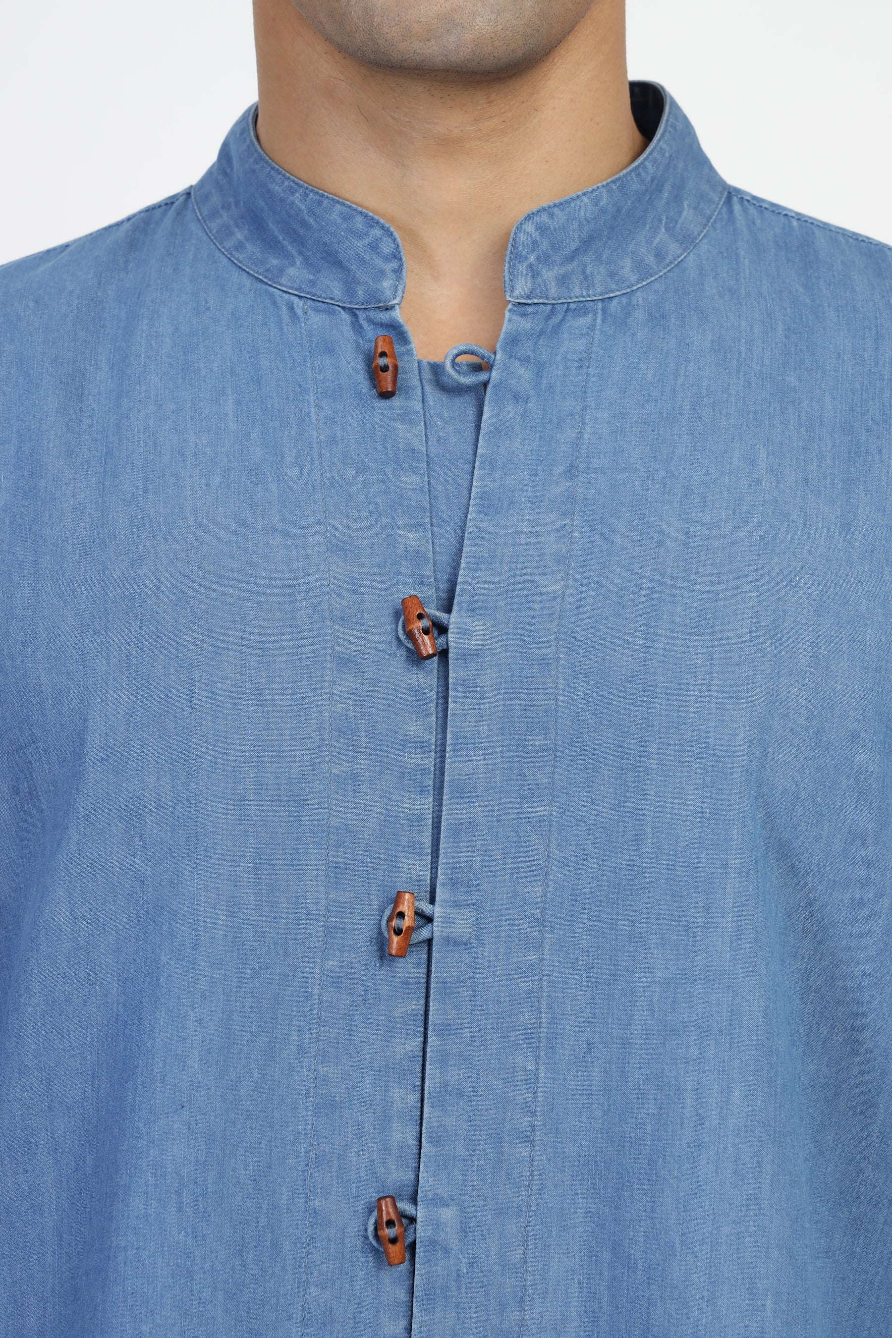 Denim Qurta Shirt with Toggle Buttons