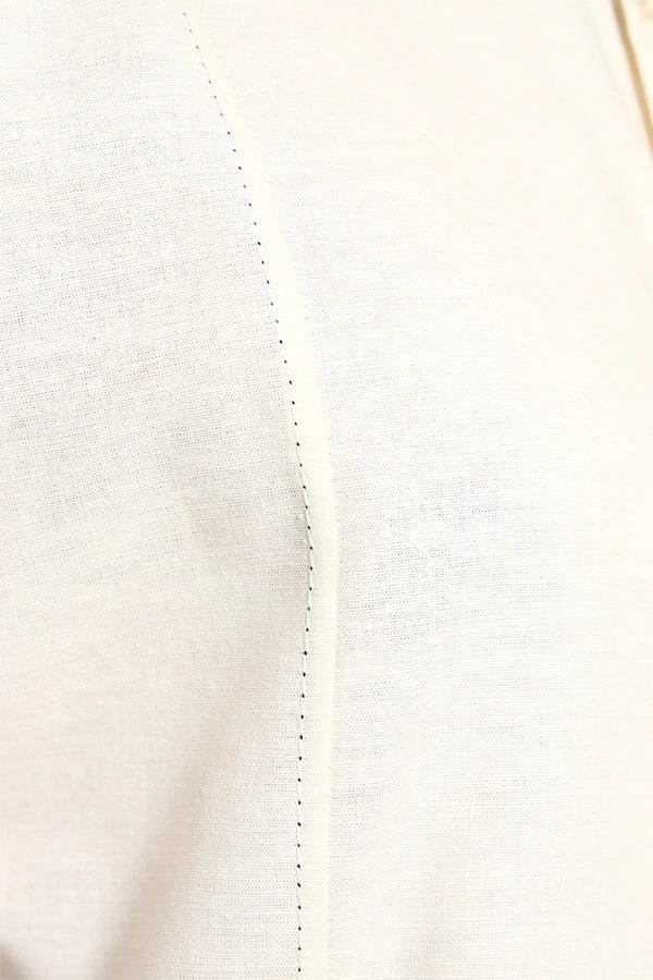 Linen Blend Dot-Stitch Panel Qurta Shirt - NavNiv