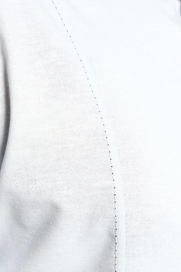 Linen Blend Dot-Stitch Panel Qurta Shirt - NavNiv