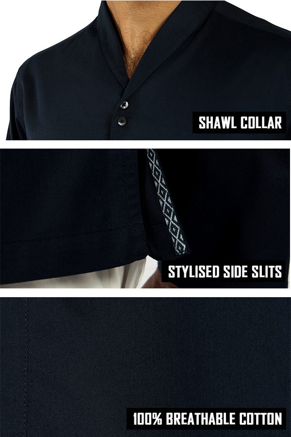 Cotton full sleeve Qurta Shirt with shawl collar