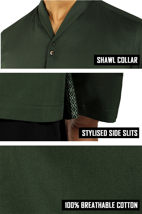 Cotton full sleeve Qurta Shirt with shawl collar