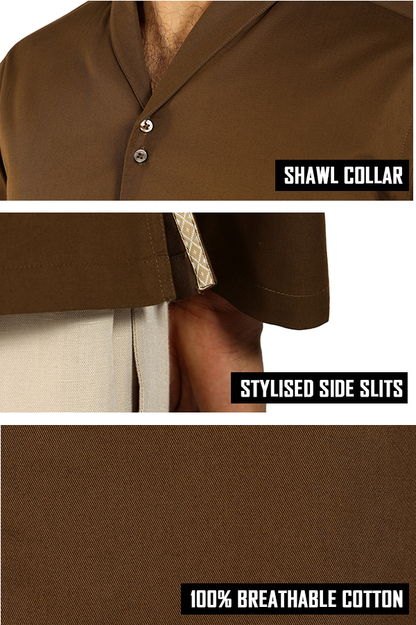 Cotton full sleeve Qurta Shirt with shawl collar