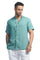 Linen blend Qurta Shirt with knot button closure & embroidery - NavNiv